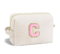Parima Birthday Gifts for Girl - Birthday Gifts for 3 4 5 6 7 8 9 10 11 12 13 Year Old Girls Teen Girls Daughter Friends Sisters, White Initial Makeup Bag Cosmetic Bag C