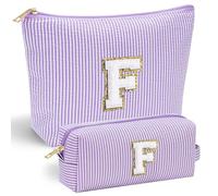 Parima Birthday Gifts for Women - Personalized Cute Purple Initial Cosmetic Makeup Pouch Make Up Toiletry Bag for Her Mom Teacher Friend Girlfriend Wife Valentine's Day Gifts 21st Birthday Gifts F
