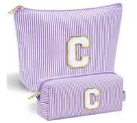 Parima Bridesmaid Gifts for Wedding Day, Bridesmaid Gifts | Bridesmaid Proposal Gifts Unique Gifts | Preppy Makeup Bag 30th Birthday Gifts for Her | Purple Makeup Organizer Bag Preppy Stuff C