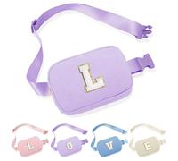 Parima Bum Bag Women Girls - Letter Bum Bag Corduroy Belt Bag Women's Small Waist Bag Personalised Gifts Birthday Gift for Girls Women Bum Bag with Letters, purple, L