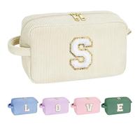 Parima Cosmetic Bag Girls - Beige Pink Cosmetic Bag Travel Cosmetic Bag Cord Bag Large Cosmetic Bags with Letters Gifts for Friends Sister Personalised Cosmetic Bag for Girls, beige, S