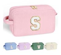 Parima Cosmetic Bag Girls - Beige Pink Cosmetic Bag Travel Cosmetic Bag Cord Bag Large Cosmetic Bags with Letters Gifts for Friends Sister Personalised Cosmetic Bag for Girls, pink, S