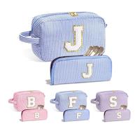 Parima Cosmetic Bag Women Girls Pack of 2 Cosmetic Bags Make Up Bag Girls Letters Cosmetic Bag Personalised Gifts for Best Friend Birthday Gift for Women Mum Girlfriend, blue, J