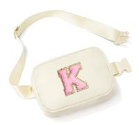 Parima Fanny Pack for Women - Belt Bag Waist Bag Women, Whtie Belt Bag Cross Body Bag for Woman Mum Auntie, Personalised Gifts for Women Initial K