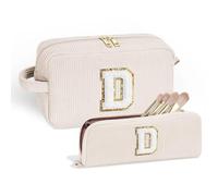 Parima Gifts for Girls - 2Pcs Initial Makeup Bag for Girl Cosmetic Bag Makeup Bags Cosmetic Travel Toiletry Bags for Girl Personalized Birthday Gift for Her Women Girlfriend Teenager Girls Gifts