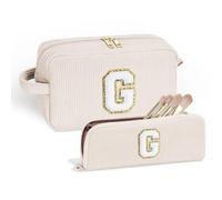 Parima Gifts for Girls - 2Pcs Initial Makeup Bag for Girl Cosmetic Bag Makeup Bags Cosmetic Travel Toiletry Bags for Girl Personalized Birthday Gift for Her Women Girlfriend Teenager Girls Gifts