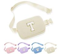 Parima Initial Crossbody Bag, Belt Bag for Girls, Daughter Gifts for Teen Girls Friend Niece Birthday Gifts Bridesmaid Proposal Gifts Thank You Gifts White Waist Fanny Packs for Women (White T)