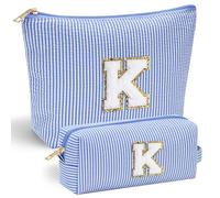 Parima Initial Makeup Bag - Personalised Gifts Travel Makeup Bag Travel Essentials Make Up Bags Bridesmaid Proposal Graduation Wedding Gift Teacher Birthday Gifts for Women Her Mom Wife Sister K