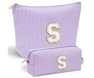 Parima Makeup Bag for Women Girl - Initial Make up Bags Gift for Girls Preppy Stuff Personalised Birthday Gifts for Women Gifts for Girl Womens Girlfriend Teenager Girls Gift Makeup Bag Initial L