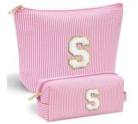 Parima Makeup Bag for Women Girl - Initial Make up Bags Travel Makeup Bag Initial S Make Up Bags Personalised Gifts Best Friend Gift Birthday Gifts for 10 11 12 13 14 15 16 17 Year Old Girl