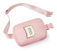 Parima Personalised Gifts for Women Girls - Bum Bag, Shoulder Bag, Waist Bag with Initial Letters, Nylon Belt Bag, Neck Bag, Gifts Ideas for Women and Girls, pink, D