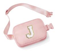 Parima Personalised Gifts for Women Girls - Bum Bag, Shoulder Bag, Waist Bag with Initial Letters, Nylon Belt Bag, Neck Bag, Gifts Ideas for Women and Girls, pink, J