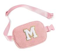 Parima Personalised Gifts for Women Girls - Small Plush Bum Bag Shoulder Bag Waist Bag with Initial Letters, Pink Gifts Gift Ideas for Women Girls, pink, M