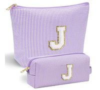 Parima Personalised Make up Bag - Initial Make up Bags Gift for Girls Preppy Stuff Personalised Birthday Gifts for Women Gifts for Girl Women Girlfriend Teenager Girls Gift Initial J Makeup Bag
