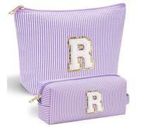 Parima Personalised Make up Bag - Initial Make up Bags Gift for Girls Preppy Stuff Personalised Birthday Gifts for Women Gifts for Girl Women Girlfriend Teenager Girls Gift Initial E Makeup Bag Purple