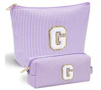Parima Personalised Make up Bag - Initial Make up Bags Gift for Girls Preppy Stuff Personalised Birthday Gifts for Women Gifts for Girl Women Girlfriend Teenager Girls Gift Initial E Makeup Bag Purple