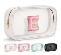 Parima Transparent Cosmetic Bag - Pink Cosmetic Bag Travel Toiletry Bag Large Cosmetic Bag with Letters Gifts for Friends Girls Sister Personalised Cosmetic Bag for Girls Women, White-e