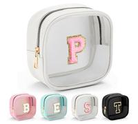 Parima Transparent Cosmetic Bag - Small Cosmetic Bag Travel Toiletry Bag Cosmetic Bag with Letters Gifts for Friends Girls Sister Personalised Cosmetic Bag for Girls Women, White, P