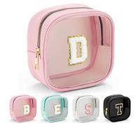 Parima Transparent Cosmetic Bag - Small Cosmetic Bag Travel Toiletry Bag Cosmetic Bag with Letters Gifts for Friends Girls Sister Personalised Cosmetic Bag for Girls Women, pink, D