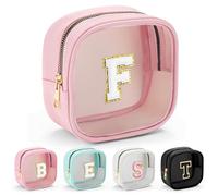 Parima Transparent Cosmetic Bag - Small Cosmetic Bag Travel Toiletry Bag Cosmetic Bag with Letters Gifts for Friends Girls Sister Personalised Cosmetic Bag for Girls Women, pink, F
