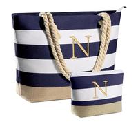 Parima Travel Gifts for Women - Travel Beach Bag with Monogram Waterproof Cooler Bag Personalised Birthday Gifts for Women Mothers Girlfriends Female Thank You Gifts Blue, N, Large