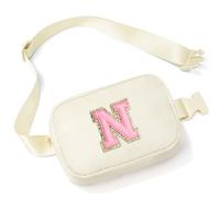 Parima Waist Bag Women - Bum Bag Belt Waist Bag for Women, White Fanny Pack Waist Bag for Women, Personalised Gifts for Women Mum Auntie Initial N