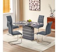 parini extending grey high gloss dining table 4 paris grey chairs