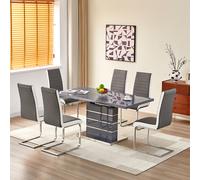 parini extending grey high gloss dining table 6 symphony grey chairs
