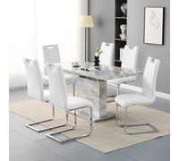 parini large extending magnesia dining table 6 petra white chairs