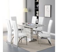 parini large extending magnesia dining table 6 ravenna white chairs