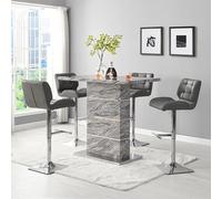 parini melange marble effect bar table 4 candid grey stools