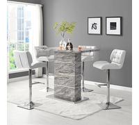parini melange marble effect bar table 4 candid white stools