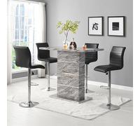 parini melange marble effect bar table 4 ripple black stools