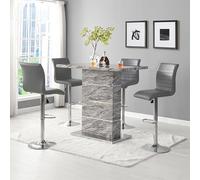 parini melange marble effect bar table 4 ripple grey stools