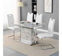 parini small extending magnesia dining table 4 petra white chairs
