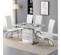 parini small extending magnesia dining table 4 ravenna white chairs