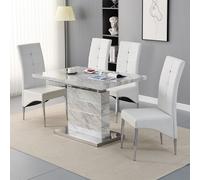 parini small extending magnesia dining table 4 vesta white chairs