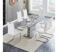 parini small extending melange dining table 6 petra white chairs