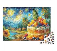 Paris 1000 Piece Recycled Cardboard Van Gogh Style Fruit Cake Jigsaw Puzzle Adults Decompression Wall Decoration Puzzle Great Gift Idea 70x50cm/1000pcs