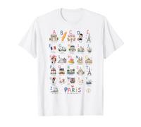 Paris Alphabet Cute French Landmarks ABC Icons T-Shirt