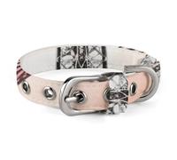 Paris and Butterfly Dog Collar Adjustable Soft and Comfortable Puppy Collars with Metal Buckle Pet Collar for Small Medium Pet