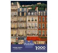Paris Apartment Night Scene 1000 Piece Jigsaw Puzzle Paper for Adults Puzzle Game for Family Relaxation Focus Home Decor Gift 70x50cm/1000pcs