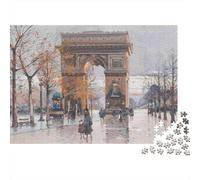 Paris Arc De Triomphe Hard 1000 Piece Puzzle for Adults Arc De Triomphe on A Rainy Parisian Street Premium Sturdy Vibrant Challenging Stress Relief 38x26cm/1000pcs