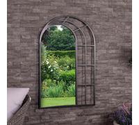 Charles Bentley Paris Arch Window Style Weather Resistant Mirror - Black, Black