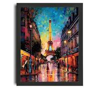 Paris Artwork Colourful Eiffel Tower Wall Art Paris Picture Cityscape Art Print Poster A5 - Wall Art Home Decor Movie Poster Canvas Film Cinema Retro Vintage Cult Classic Nostargic Saga Modern reprin