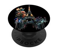 Paris At Night Flowers Street Lamps And The Eiffel Tower PopSockets Adhesive PopGrip