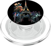 Paris At Night Flowers Street Lamps And The Eiffel Tower PopSockets PopGrip for MagSafe