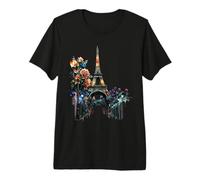 Paris At Night Flowers Street Lamps and The Eiffel Tower Premium T-Shirt