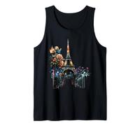 Paris At Night Flowers Street Lamps and The Eiffel Tower Tank Top