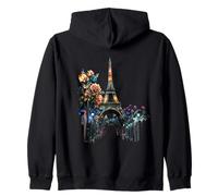 Paris At Night Flowers Street Lamps And The Eiffel Tower Zip Hoodie